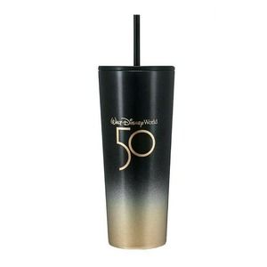 Walt Disney World 50th Anniversary Starbucks Stainless Steel Tumbler Gold Black